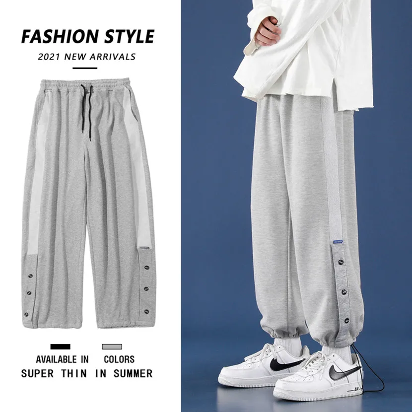 

Спортивные брюки для мужчин, весенне-осенние, повседневные, с завязками, модные, прямые, свободные, молодежные, стильные