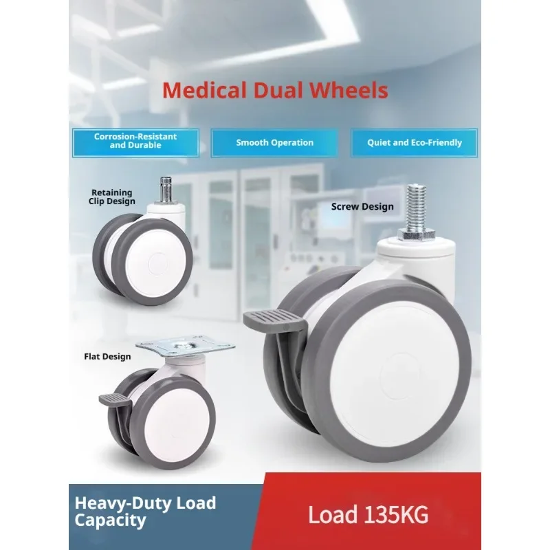 4 Pcs Equipment Casters White Double-piece Universal Wheels Various Wheels Pulley Wheels Table Chair