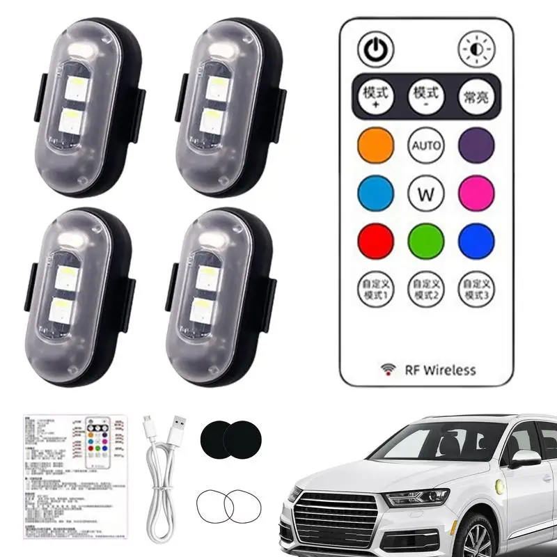

Car LED Warning Lights USB Rechargeable Waterproof Warning Lights Colorful Motorcycle Light Remote Control Car Lights For Boats
