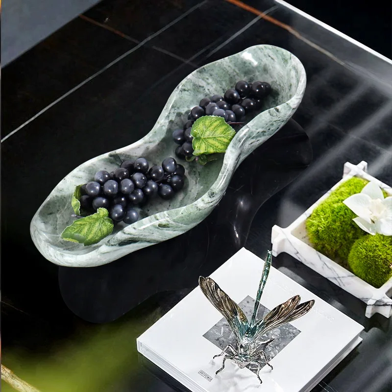 luxury marble coffee table special-shaped fruit plate, snacks, home TV cabinet, countertop decoration ornament, pendulum