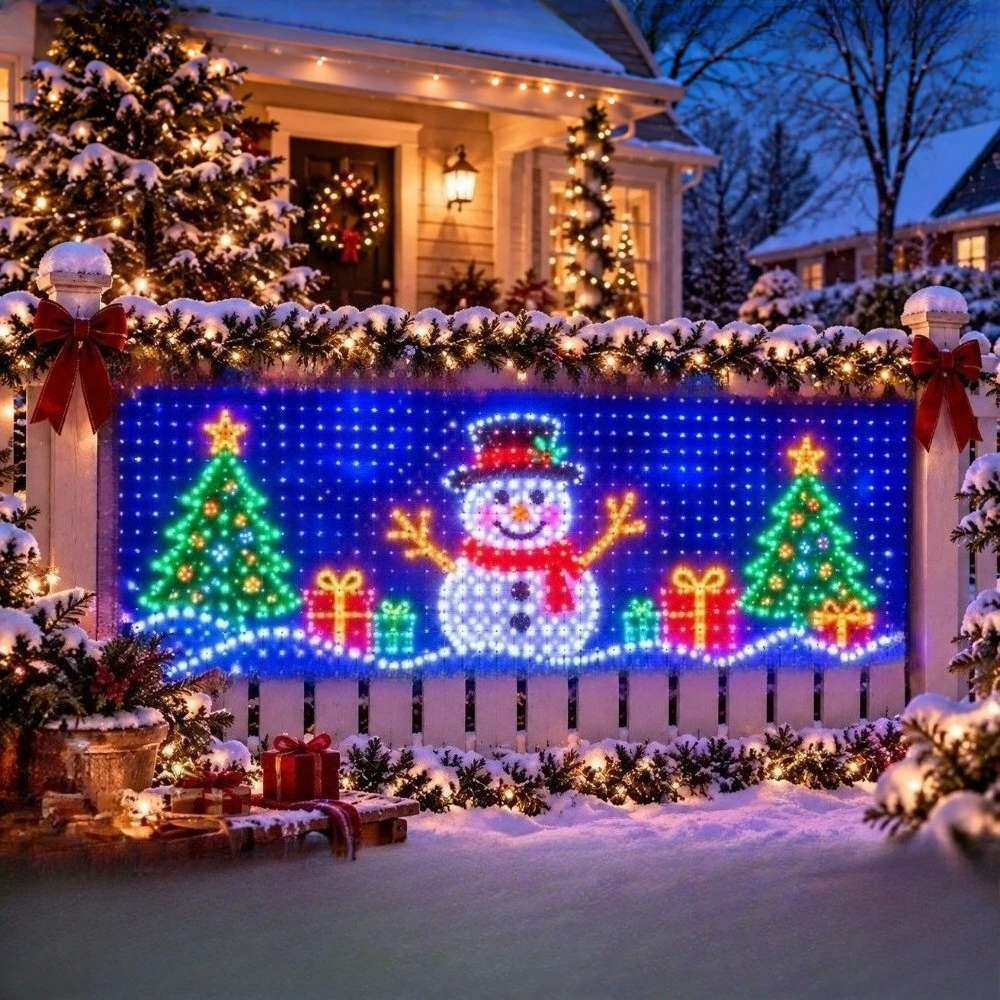 Christmas String Net Lights Set Bluetooth RGBIC Fairy Multicolor for Outdoor Backyard Front Door Decoration