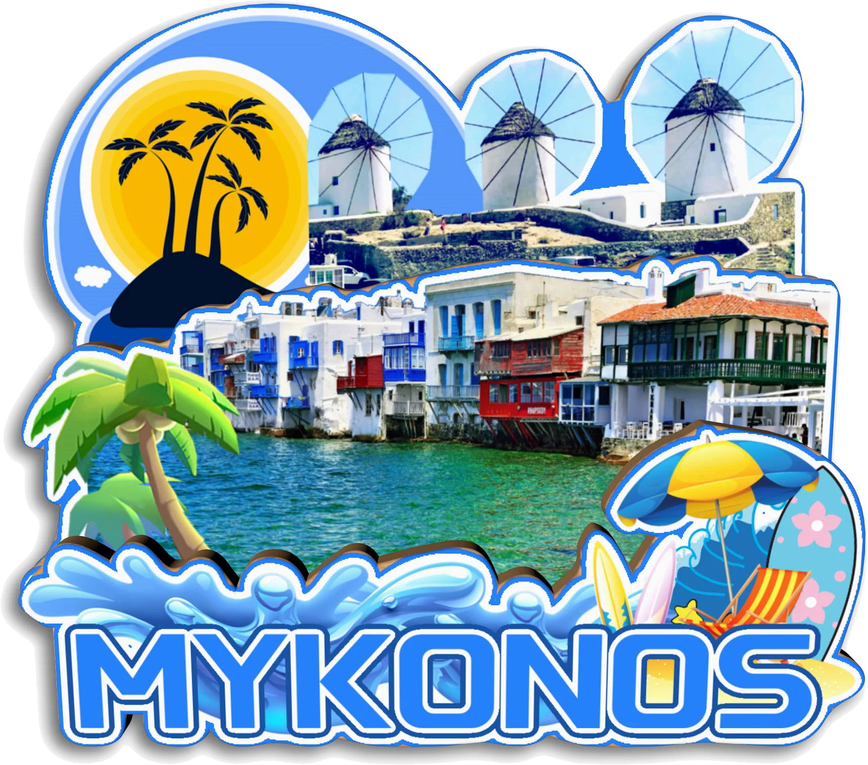 سانتوريني ميكونوس رودس هالكيديكي كريت يونان مغناطيس الثلاجة هدية تذكارية للسفر مصنوعة يدويًا