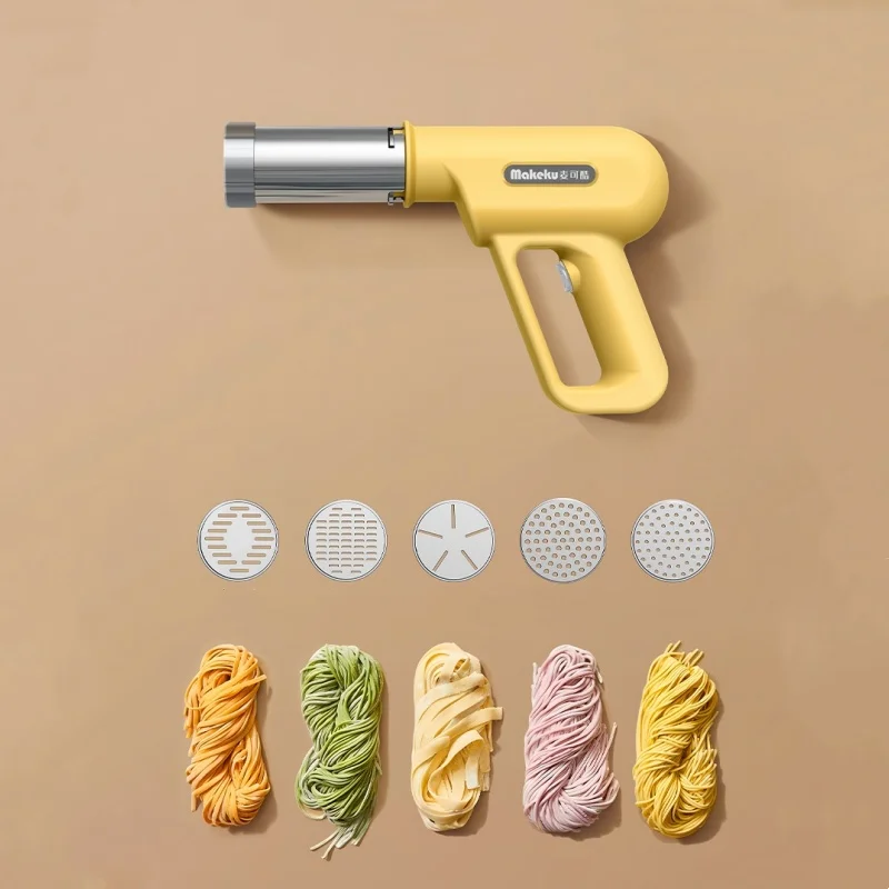 ماكينة صنع المكرونة الكهربائية اللاسلكية المنزلية الصغيرة الأوتوماتيكية بالكامل ماكينة صنع المكرونة المحمولة مسدس صنع المعكرونة السريعة