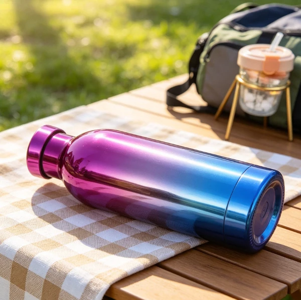 Double Wall Vacuum Narrow Mouth Flask, 304 Stainless Steel Gradient Outdoor Sports Hiking Thermos