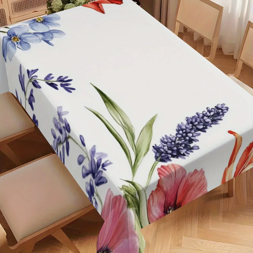 A spring-themed rectangular tablecloth, specially designed for family gatherings, to enhance the appearance of the long tablexzj