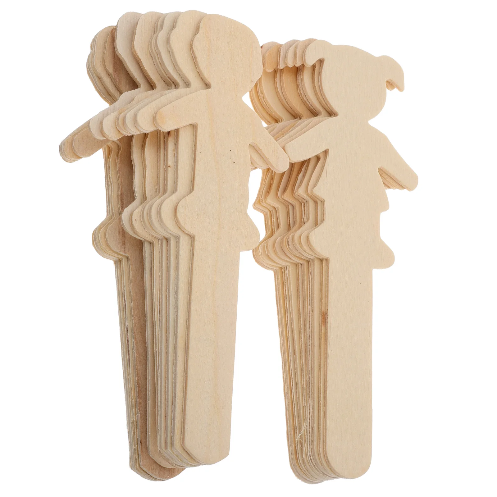 

20 PCS Boy Girl Easter Wood Cutouts for Crafts Halloween Beige Christmas Chip Ornaments Child