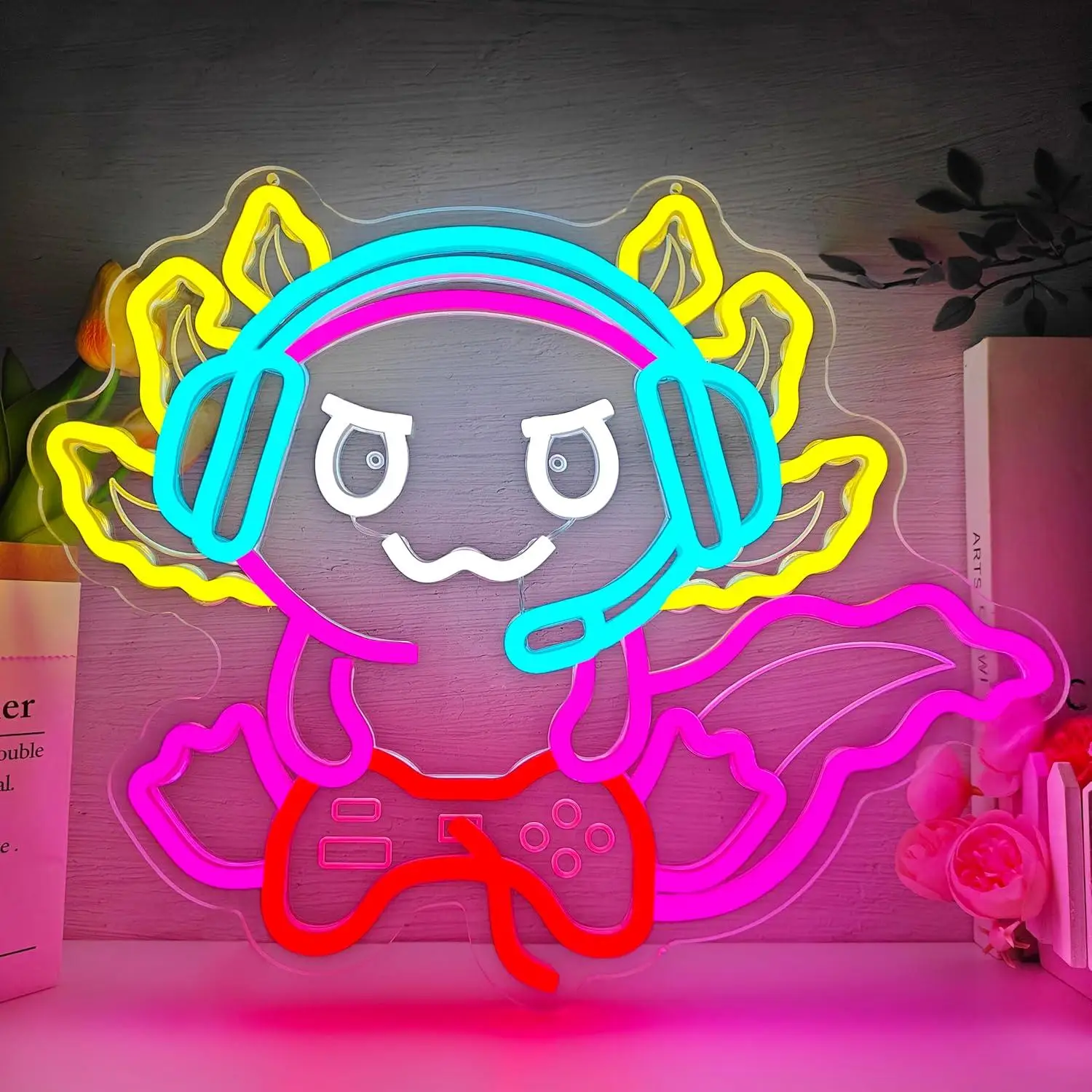 

Gaming Axolotl Neon Sign LED Light Up Sign for Game Room Bedroom Gaming Setup Party Wall Decor Birthday Holiday Gifts