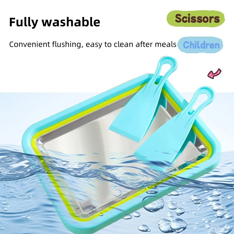 Самодельная машина для жареного льда. Машина для жареного йогурта своими руками. Бесплатная заглушка. Лоток для жареного льда. Лоток для замороженного йогурта с 2 маленькими лопаточками.