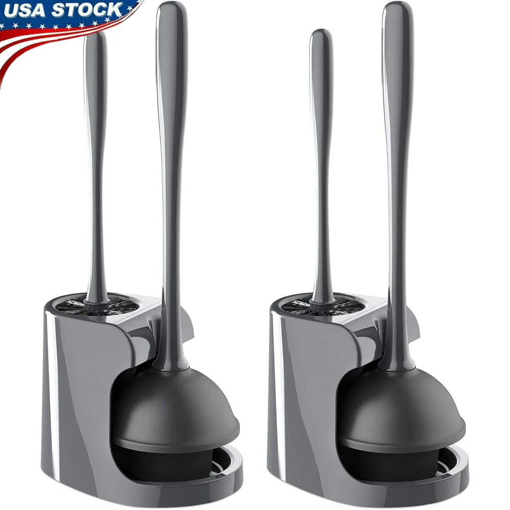 

Toilet Plunger Bowl Brush Set Cleaning Combo Heavy Duty Efficient Bathroom Organizer Storage Space Saving Compact Design