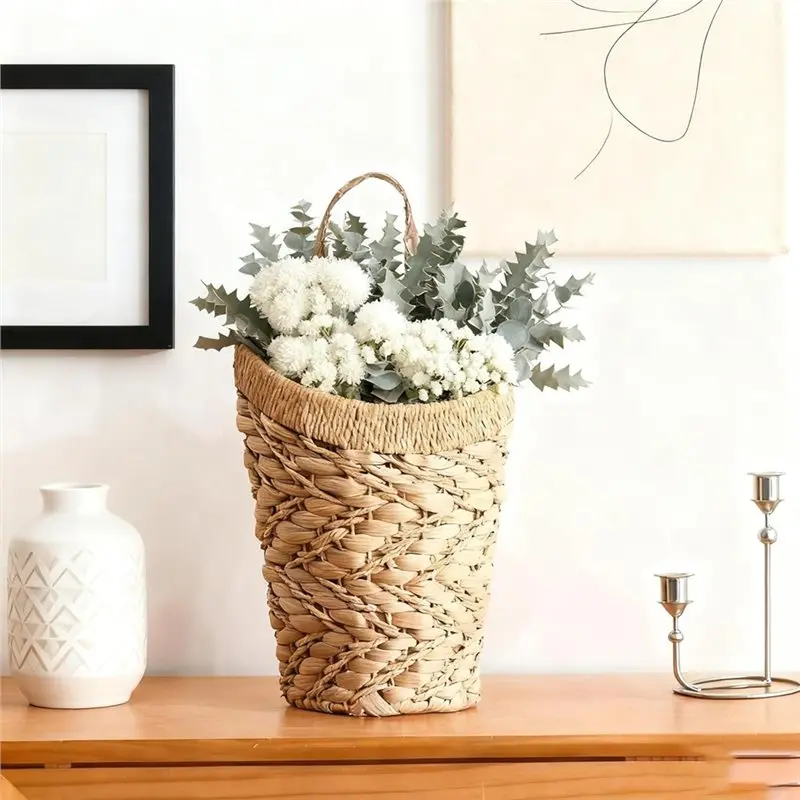 ABMS-For Front Door For Wall Baskets-Water Hyacinth Handwoven Hanging Basket For Organizing