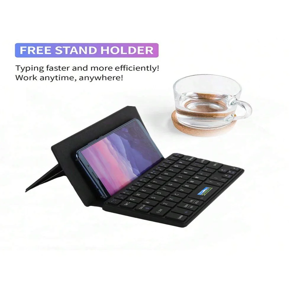 JOMAA Folding Phone Keyboard,Portable Rechargeable Keyboard Foldable Bluetooth Wireless Keyboard with Stand Holder