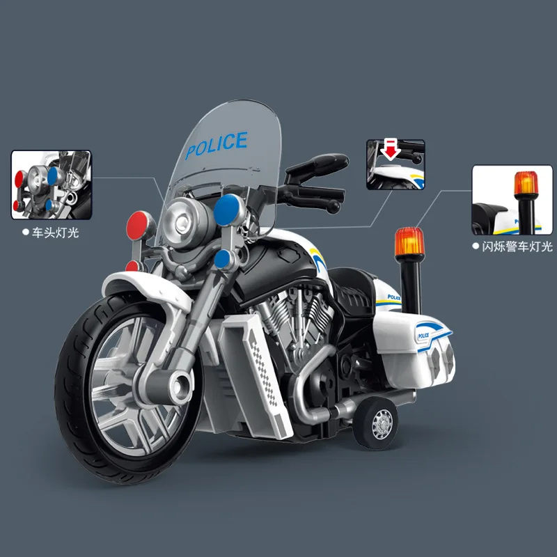 Creative Police Patrol Car Simulation Police Car Motorcycle Model Kids Toys Inertia Car With Music Lights Boys Birthday Gift