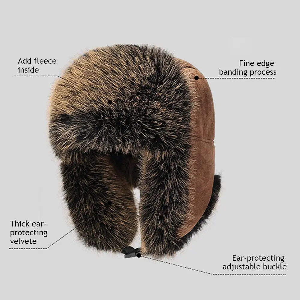 للجنسين فو الفراء قبعة الجلد المدبوغ ليو فنغ قبعة شتاء دافئ الروسية Ushanka طيار الصياد الثلوج التزلج قبعة قبعات إيرفلاب منفذها قبعة الساخن