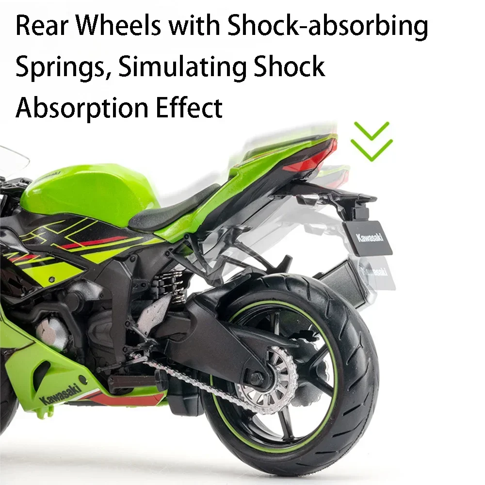 1:12 Kawasaki Motors Toys NinjaX6R Metal Diecasats Motorcycle Model With Front Wheel Steering Alloy Fuel Tank Toy For Kids' Gift