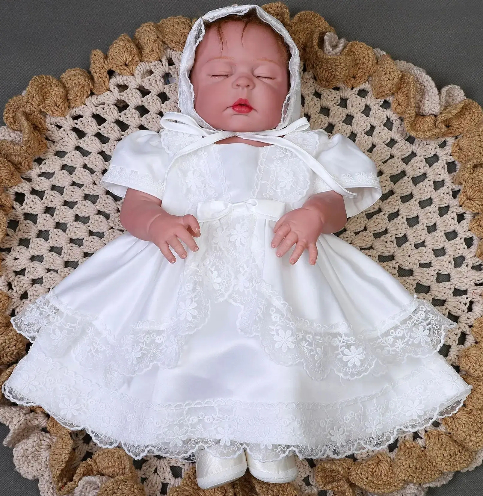 

Baby Birthday Party Dresses for Girl Newborn Baptism Dress Lace Vintage Clothing 2 PCs 1-2 Years