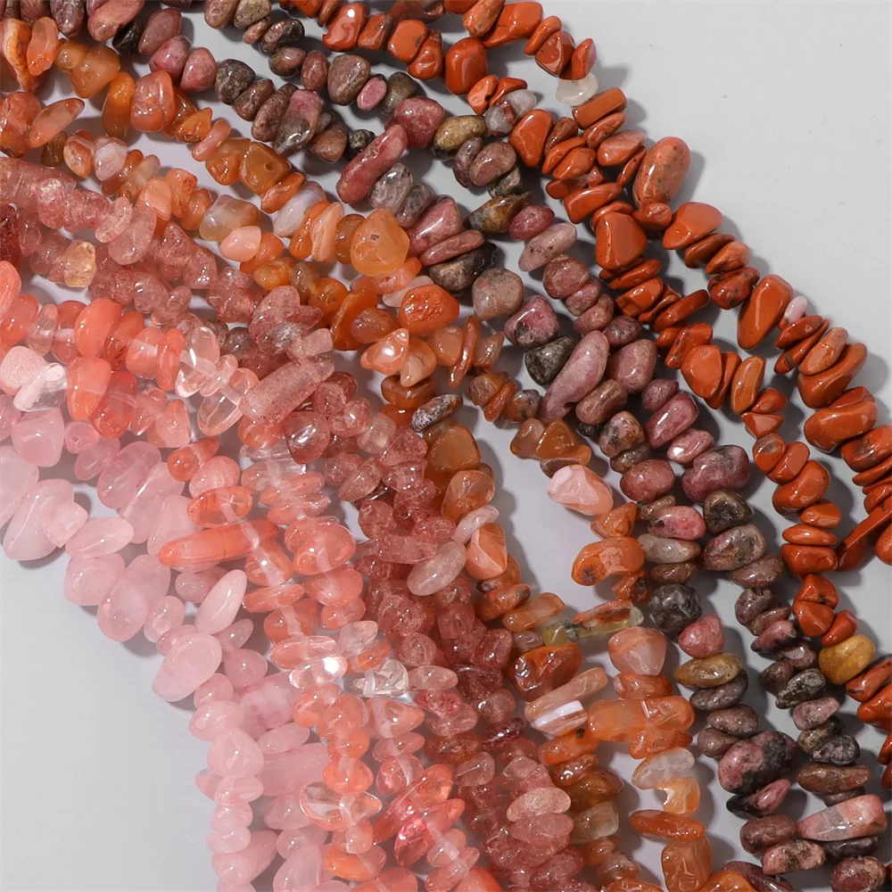 Irregular Red Pink Gravel Stone Bead 5-8mm Rose Quartzs Jaspers Shells Loose Spacer Chips Beads Fit Boho Bracelet Necklace DIY