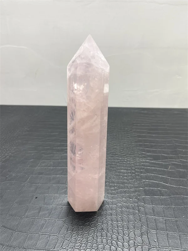 700g Rainbow Natural Pink Rose Quartz Crystal Obelisk Wand Point Healing