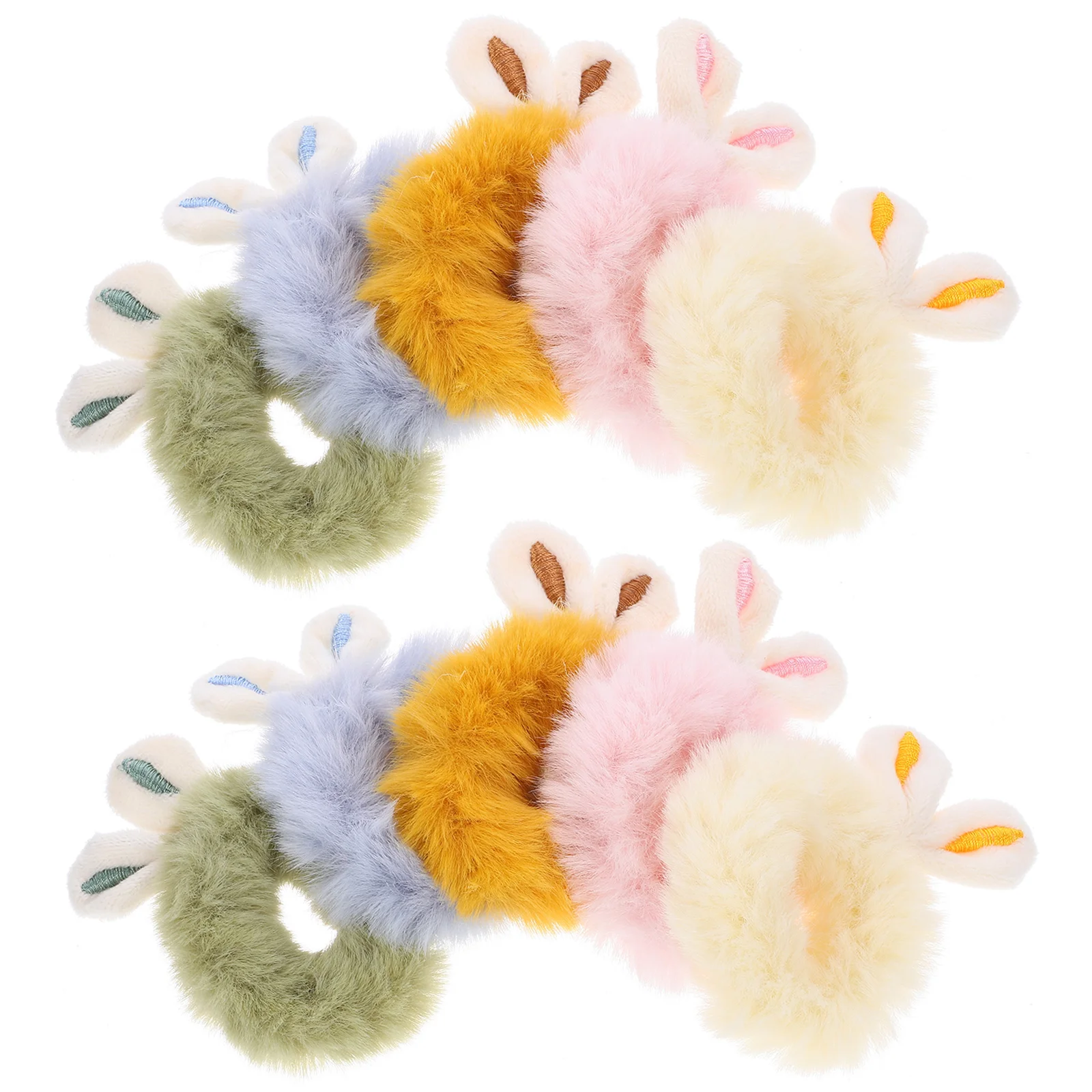 

10 Pcs Bunny Ear Scrunchie Hair Scrunchies for Women's Ring Fuzzy Ties Cute Accessories Plush Elastic Rope Miss Ribbon