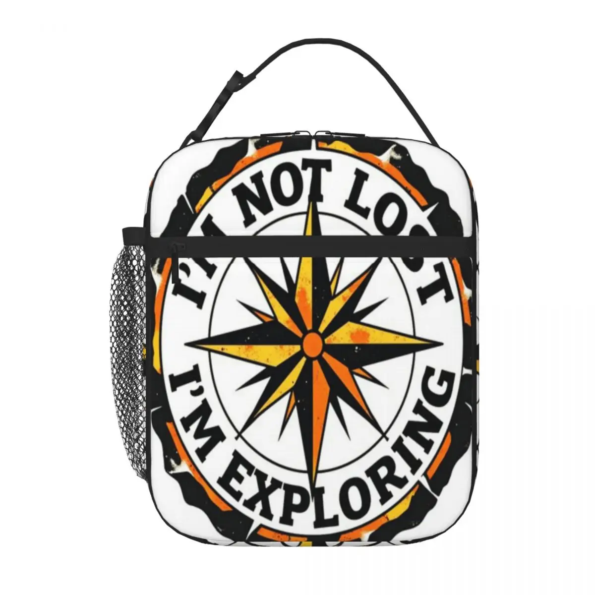Hot Sale I M Not Lost I M Exploring Vintage Compass Design Plant Print Office Lunch Bag Weekend Getaway Lunch Bag