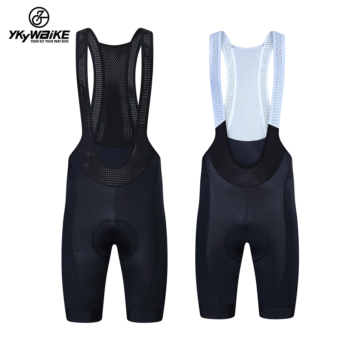 YKYWBIKE Summer Men Cycling Bib Shorts Black White Bike Pants Bicycle Clothing MTB Tights Professional Cyclist Padded Riding