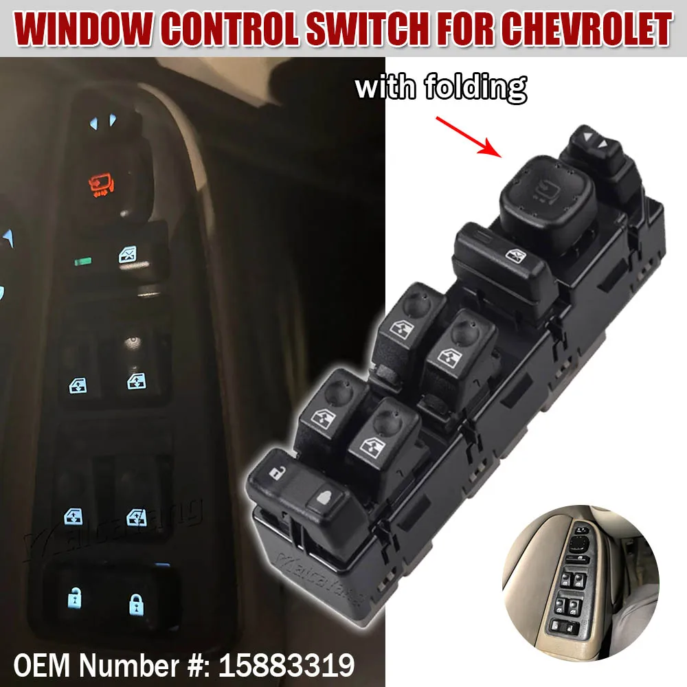 

For Hummer H2 Chevrolet Suburban Avalanche GMC Yukon Sierra 2003-2006 Front Driver Switch 15883319 DWS-394 Power Window Switch