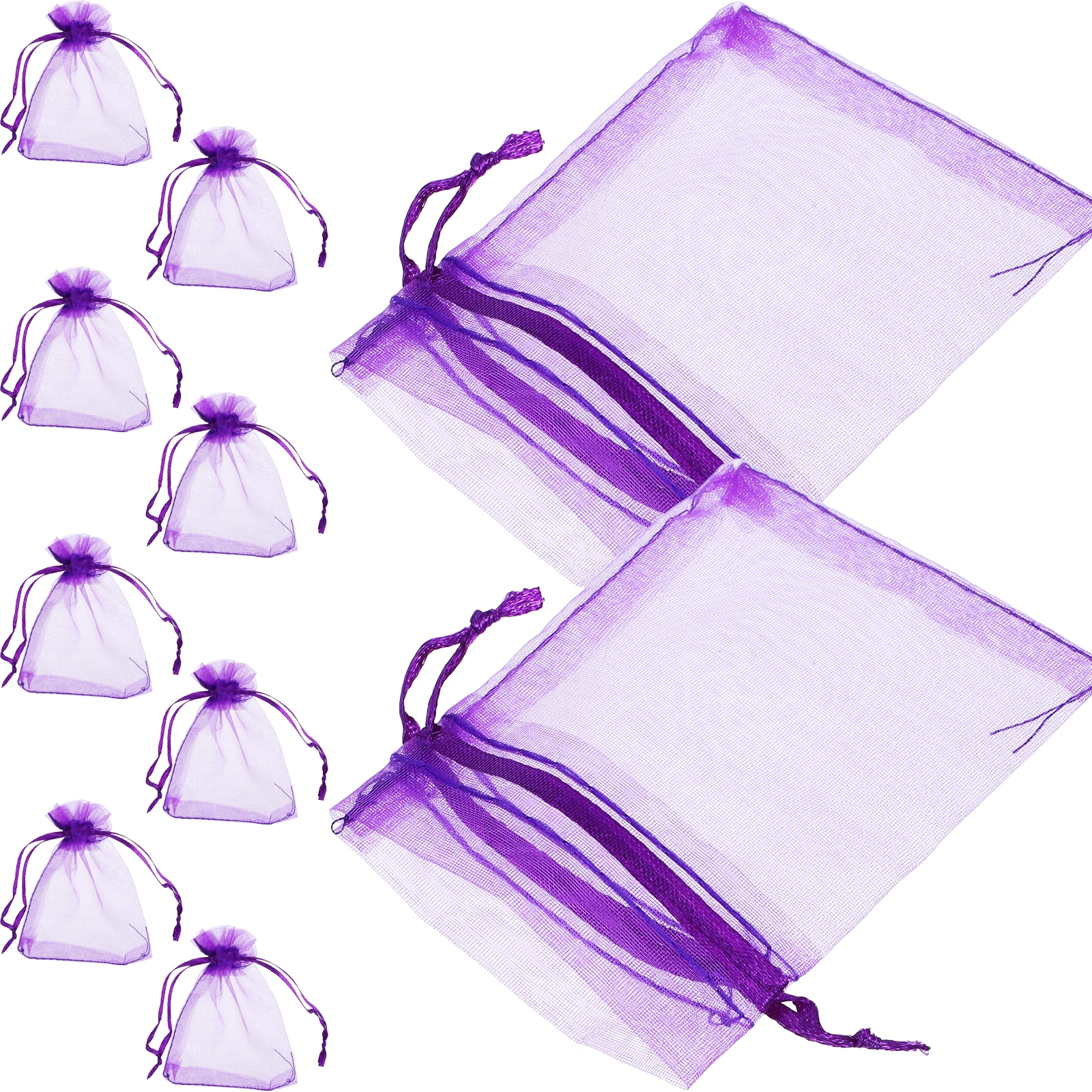 

100pcs Empty Lavender Bags Purple Sachet Pouches Drawstring Fill Aromatherapy Scented Decorative Storage Gift Wedding Birthday