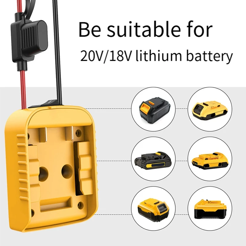 Adaptateur de roues d'alimentation pour Dewalt, batterie au lithium, bricolage, interrupteur marche/arrêt, fusible pour jouets de voiture RC, durable, 18V, 20V