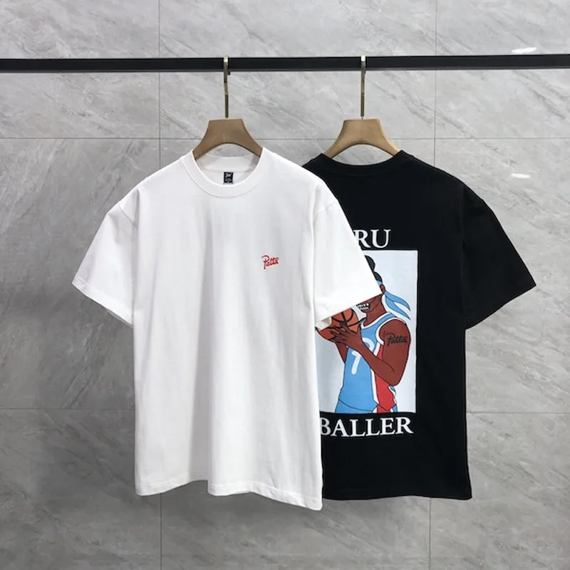 

PATTA American Letter-printed Short-sleeved T-shirt High Street Casual Loose Couple Tshirts for Men Women