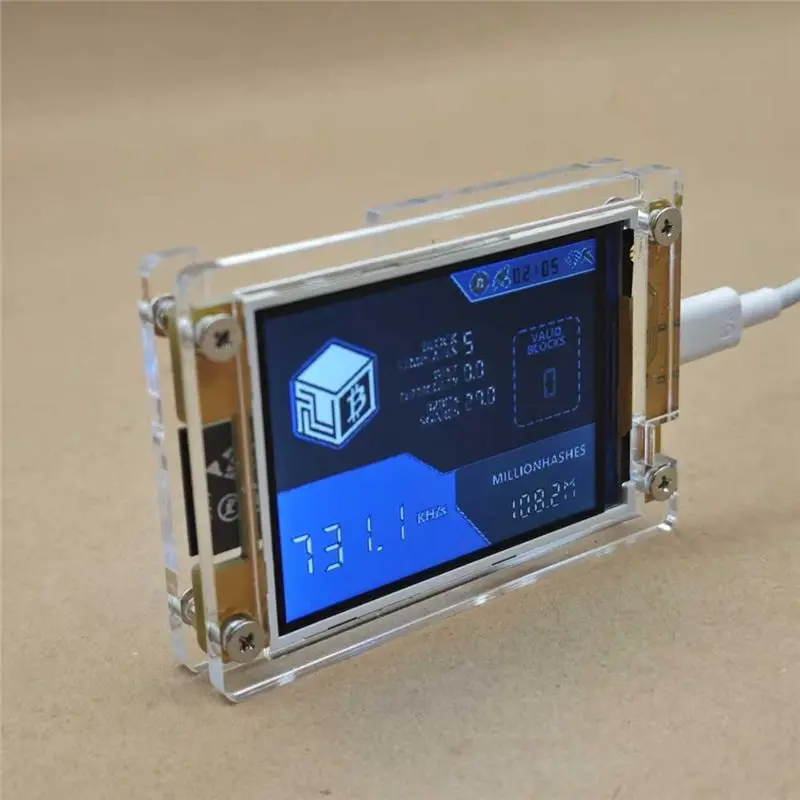 AY14 -730Kh/S Nmminer Nerdminer+ Case BTC Miner Bitcoin Crypto Solo Miner 2.8 Inch Smart Display