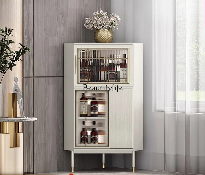 

yj21 Light luxury triangular glass modern simple living room solid wood corner corner cabinet