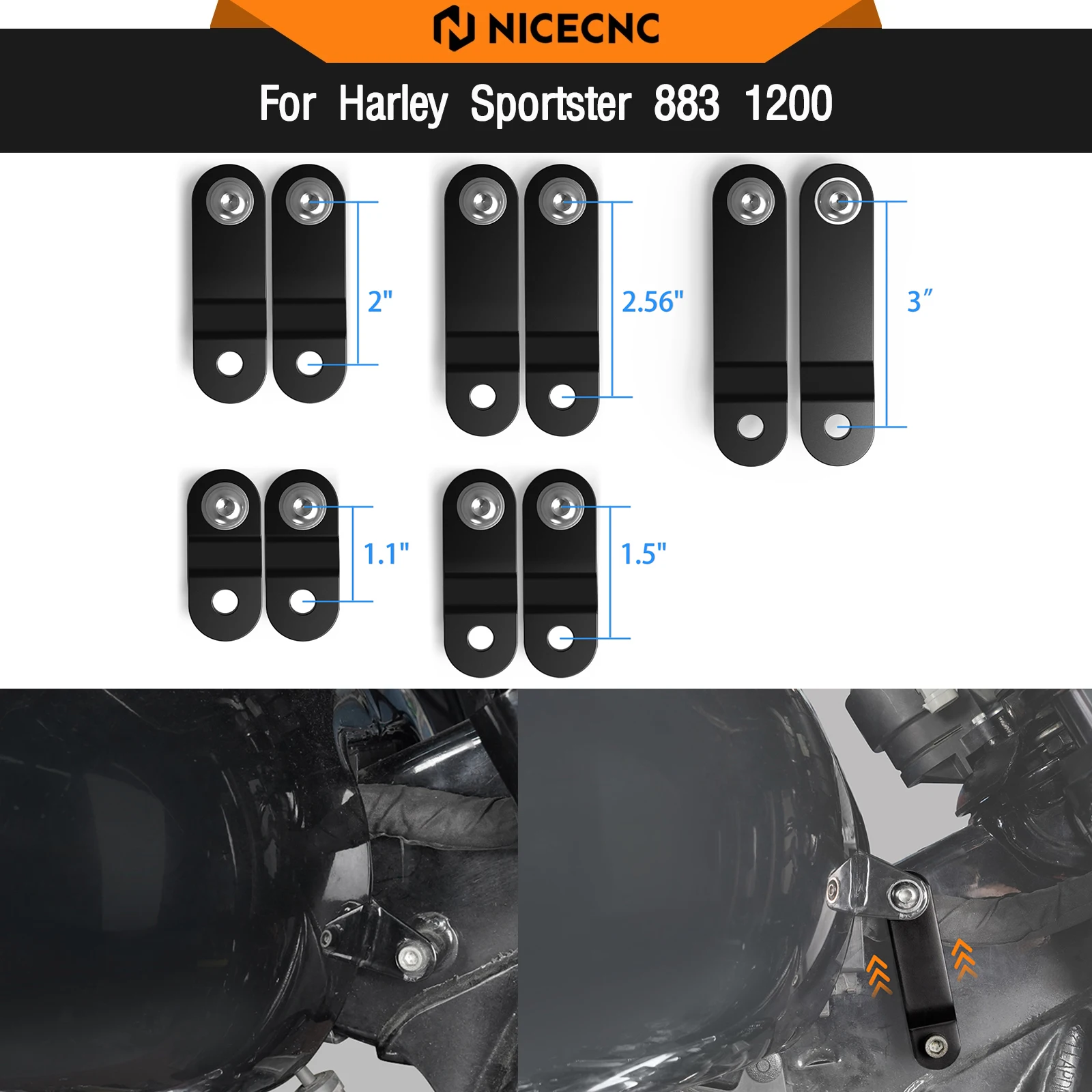 1.1/1.5/2/2.56/ 3" Tank Riser Bracket Lift Kit For Harley XL1200X 2010-2018 Iron 883 XL883N 2009-2018 Sportster 883 XL883L 12-18