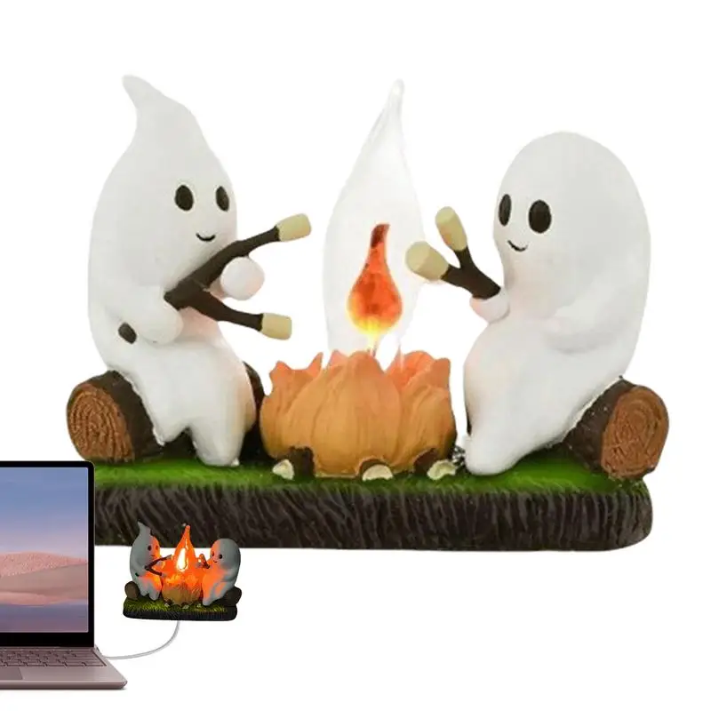 

Ghost Campfire Night Light USB Desk Light LED Night Light Bedside Lamp For Bedroom Study Halloween Decor