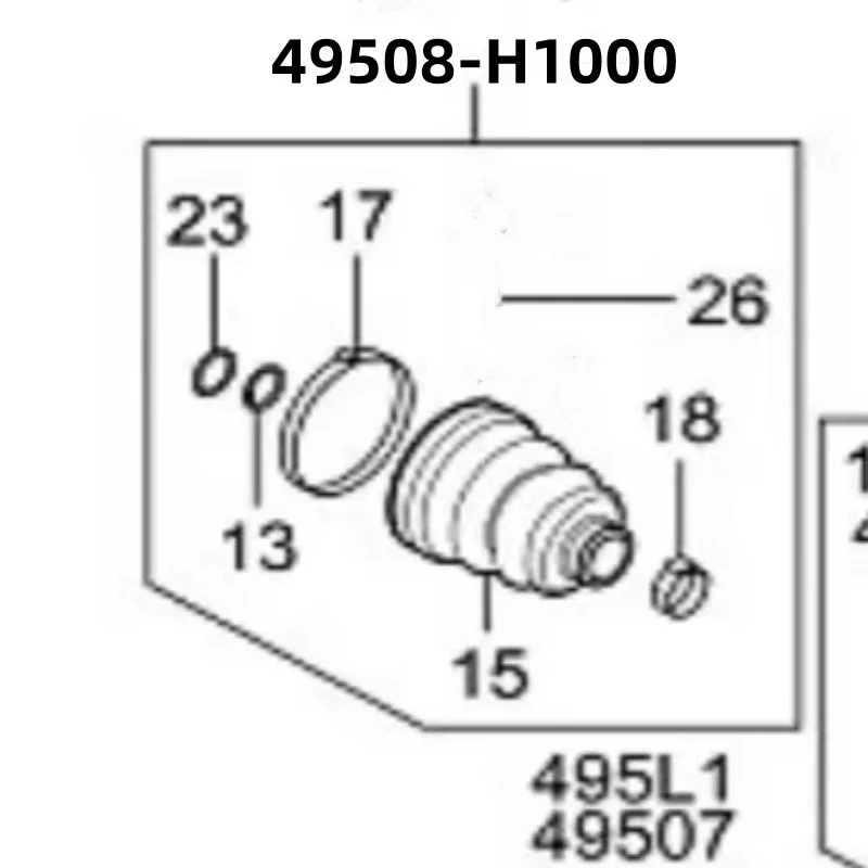 Genuine New 49508H1000 49508-H1000 Front Boot Outer CV Joint Kit For Hyundai H-1 Starex Terracan