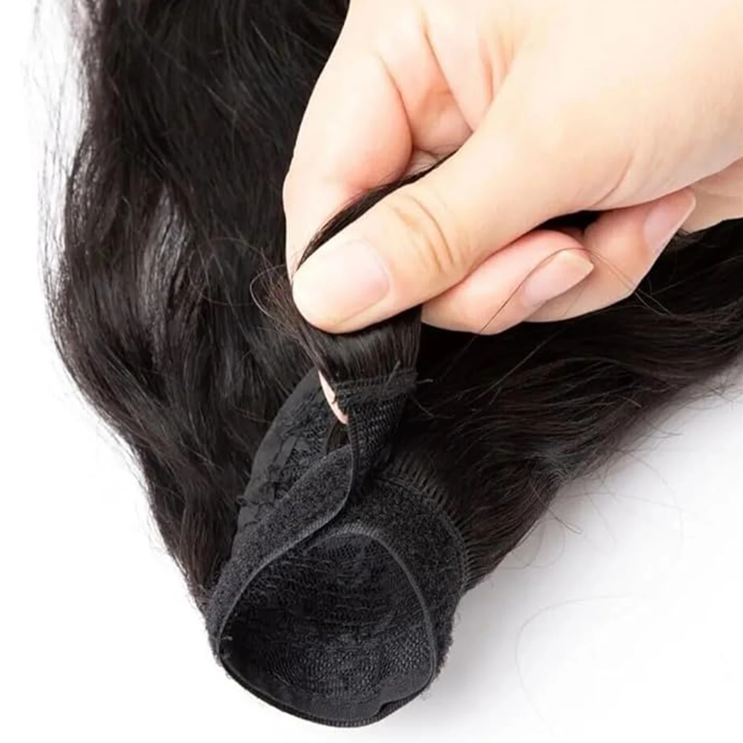Estensione della coda di cavallo dell'onda del corpo Capelli umani con pasta magica Ordito attorno alla coda di cavallo brasiliana dei capelli umani di Remy per le donne Colore naturale
