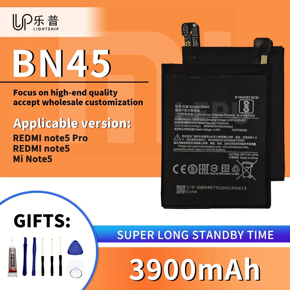 

New Replacement Battery BN45 3900mAh for REDMI note5 Pro Mi Note5 Quality Original Battery with Tools Redmi Lithium Ion Battery