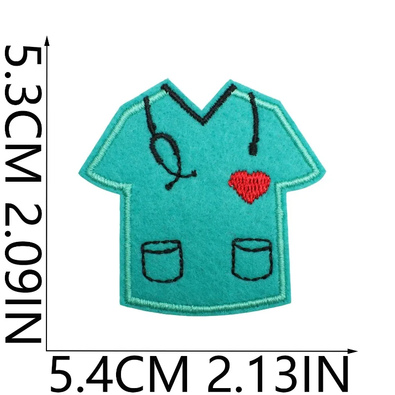 Doctor Medicine Heart Injection Syringe Iron-On Embroidered Badge Patch for DIY Hole T-shirt Backpack Clothing Applique Sticker