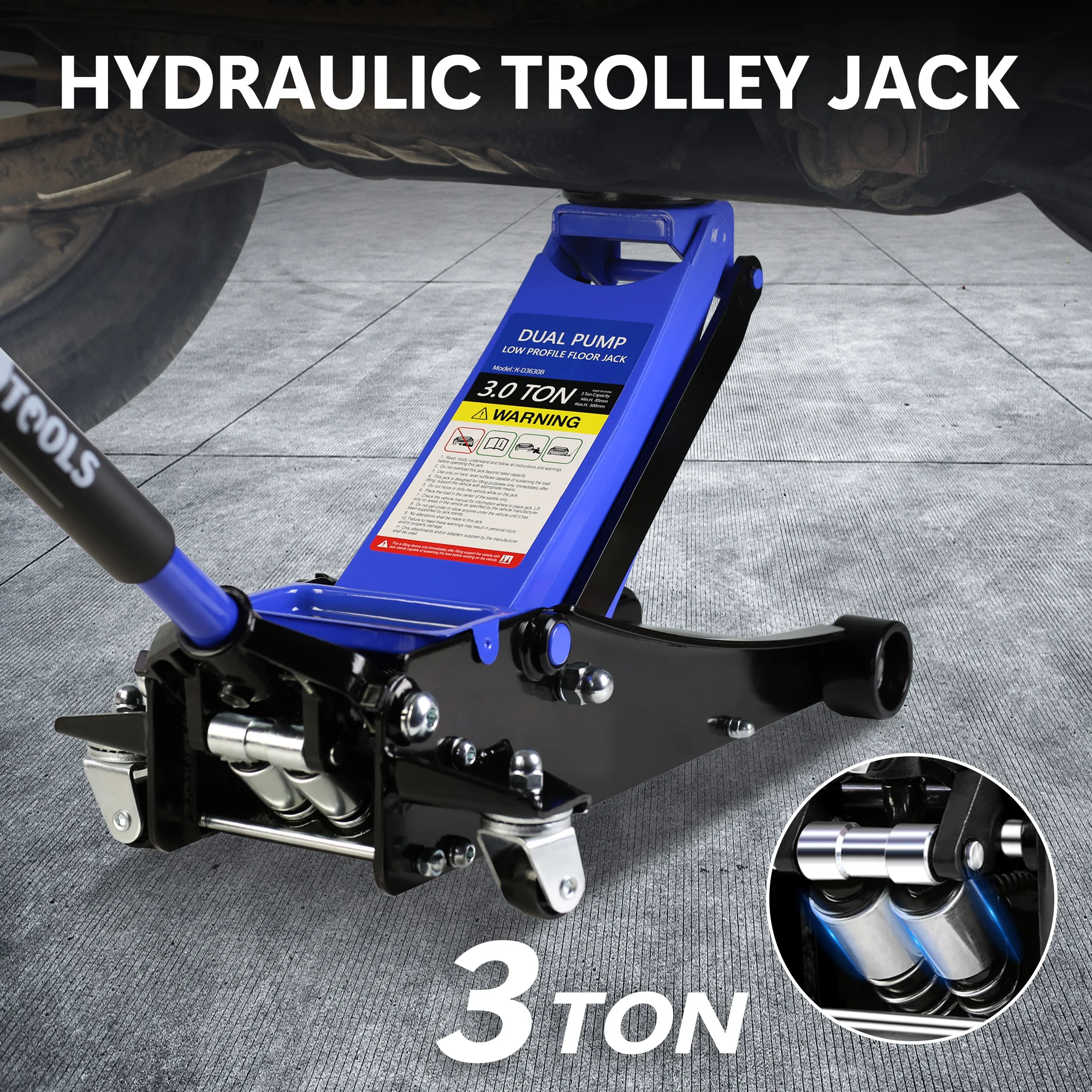 

3t Low Profile Jack, Ultra Low Floor Jack with Dual Pistons Quick Lift Pump, Car Jack Hydraulic AutoLifts for Home Garage, Truck