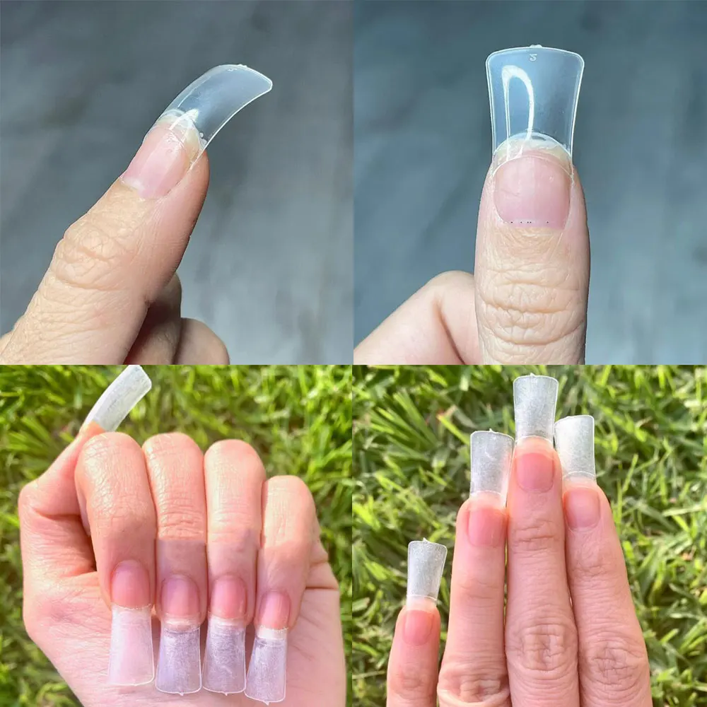 Puntas de uñas postizas de pato para salón de manicura, extensiones de uñas postizas francesas de media cubierta, 10 tamaños anchos, suministros Y2K, 500 piezas