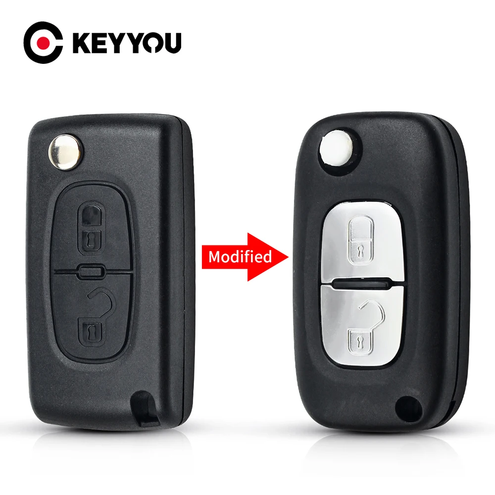 

KEYYOU Flip Key Shell For Peugeot 206 207 206CC For Citroen C2 C3 C4 C5 C6 C8 NE73 Blade Uncut Fob Modified Car 2 Buttons Key