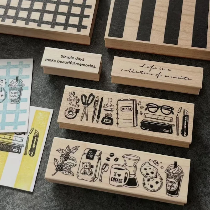 Künstlerische Scrapbooking-Holzstempel mit niedlichen Alltagsobjekten für Junk Journals, Kaffee-, Getränke- und Lebensmittelthemen-Siegelstempel. – Detail 8