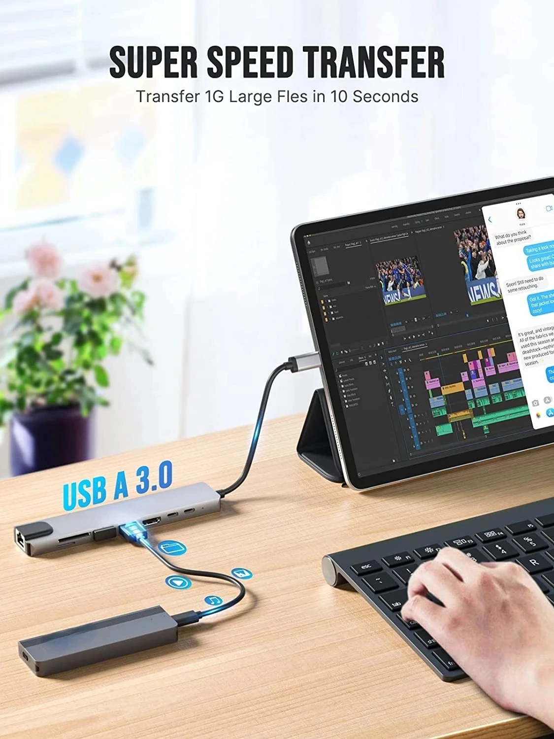 Expansor de Puerto multiadaptador USB 3,0 8 en 1, lector de tarjetas SD/TF, divisor 3,0 para PC, portátiles, Surface Pro, MacBook