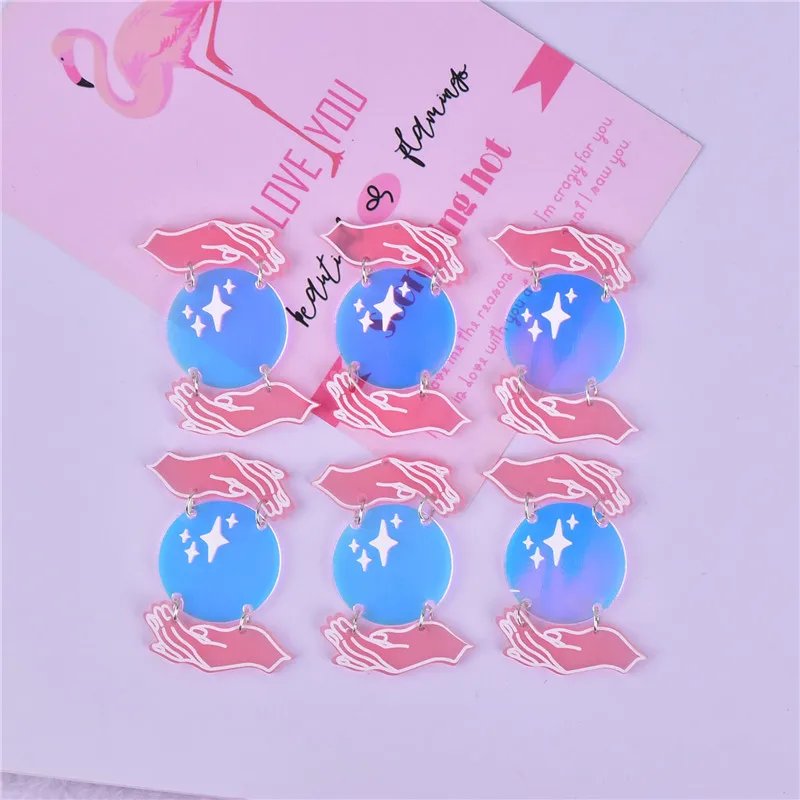 10pcs/pack Hand Protect Earth The Moon Arcylic Charms for  Dangel Earring DIY  Jewelry Making Bulk Wholesale