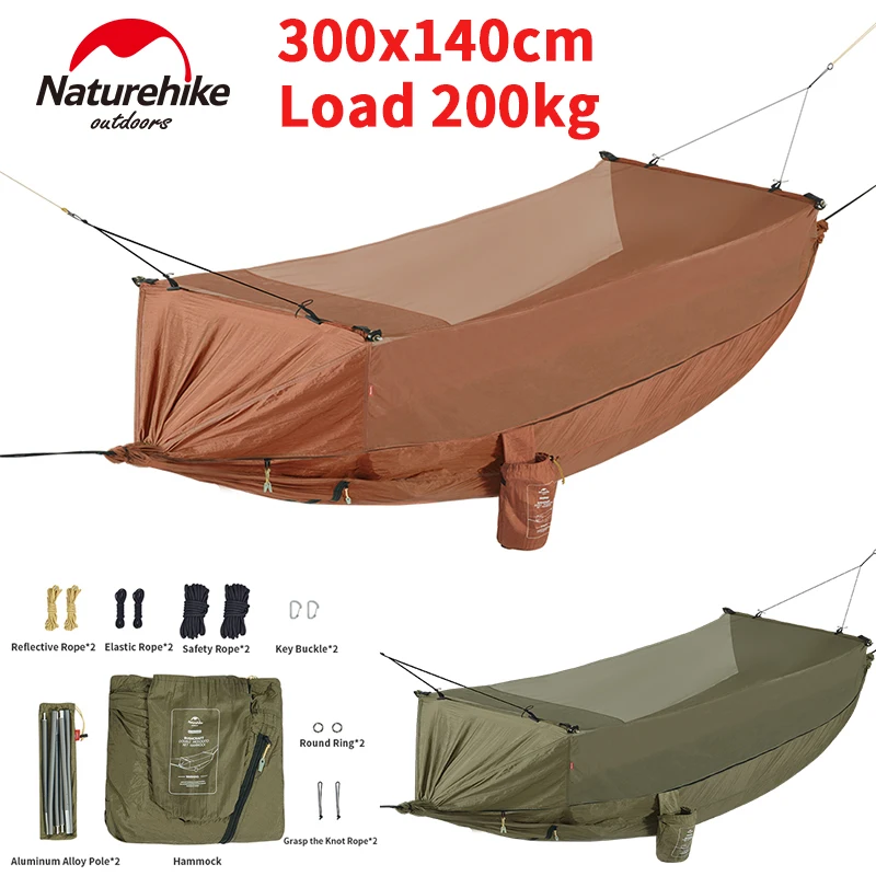 Naturehike Hammock Tent Hanging Bed Lightweight With Mosquito Net 1 Person Outdoor Camping Sleeping Quick Set Up Bearing 200kg