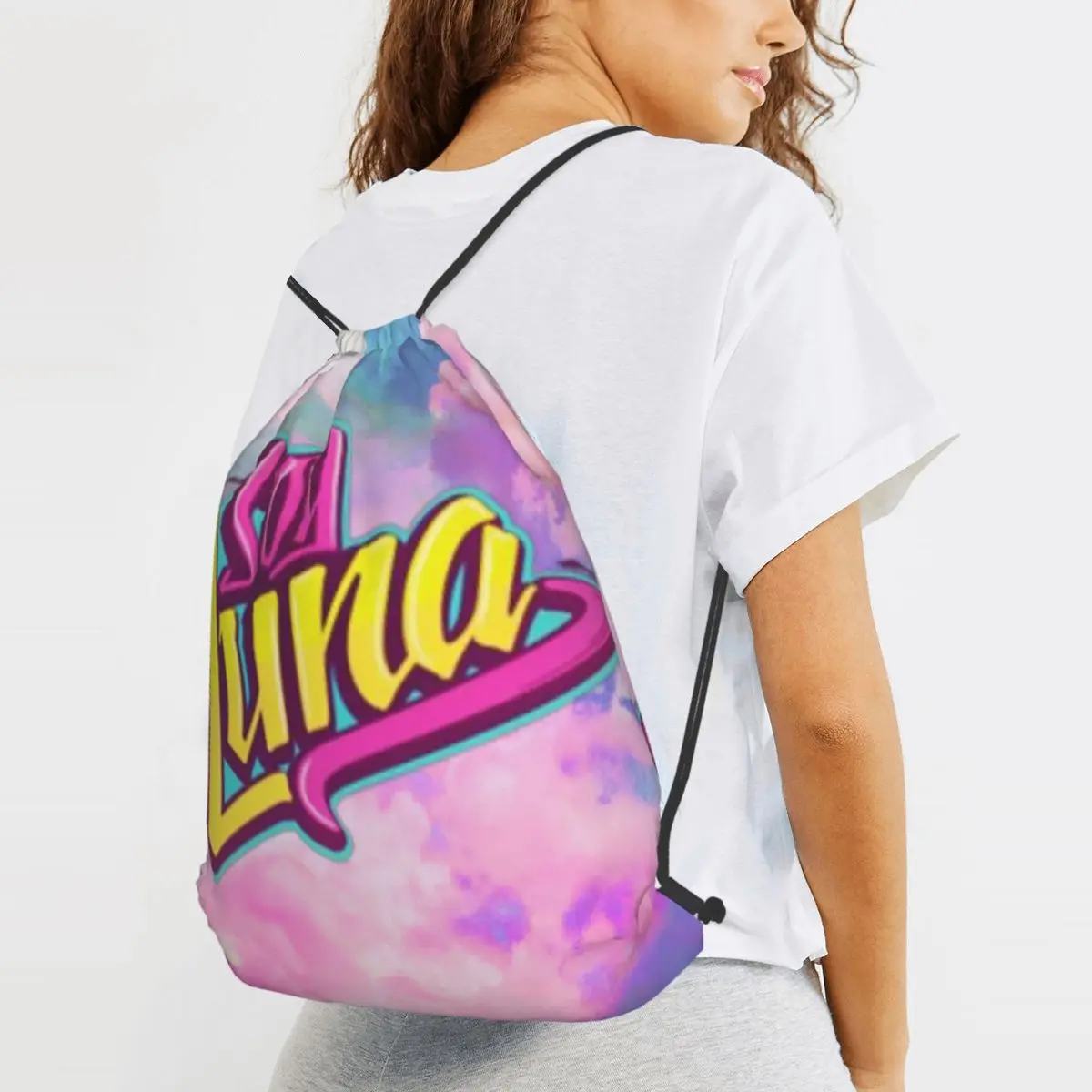Mochilas infantis Soy Luna Karaol Music, bolsas multifuncionais com cordão, bolsas para livros, bolsas para viagens, estudantes