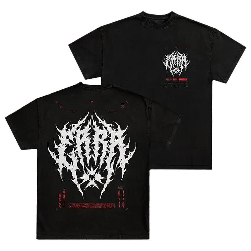 

American Loose Print Men's and Women's Pure Cotton T-shirts ERRA Avant-garde Metal Nuclear Band, Dark Gothic Rock Punk