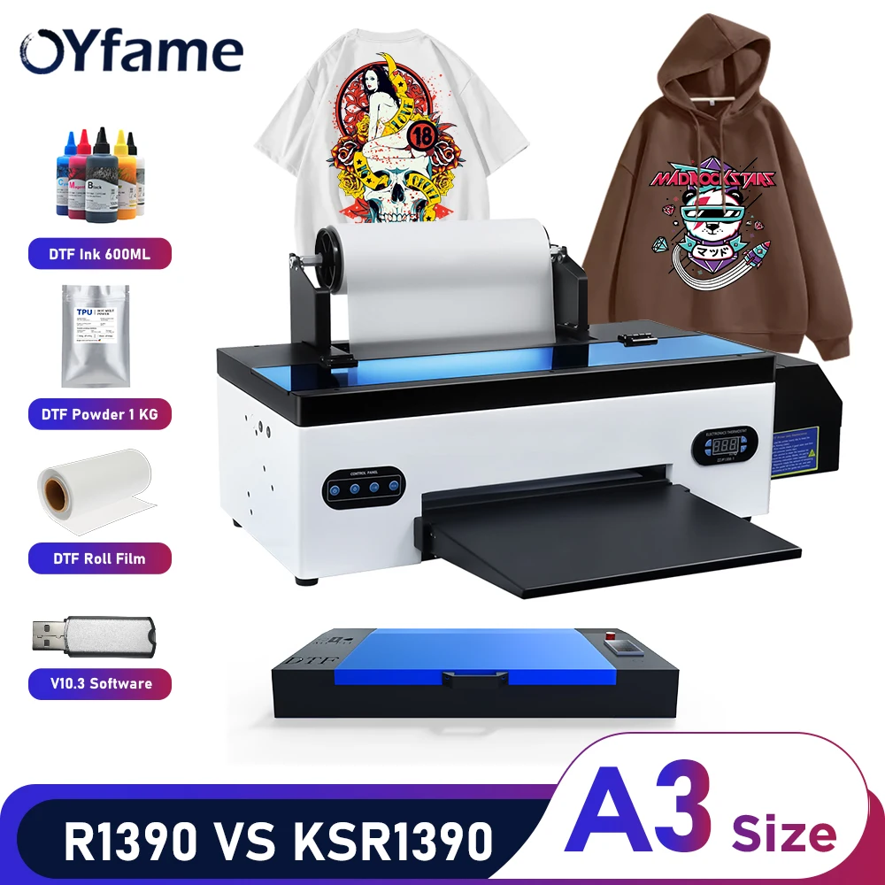 

OYfame A3 DTF Printer R1390 impresora Directly To Film DTF Trasnfer Printer for fabric clothes t shirt printing machine A3