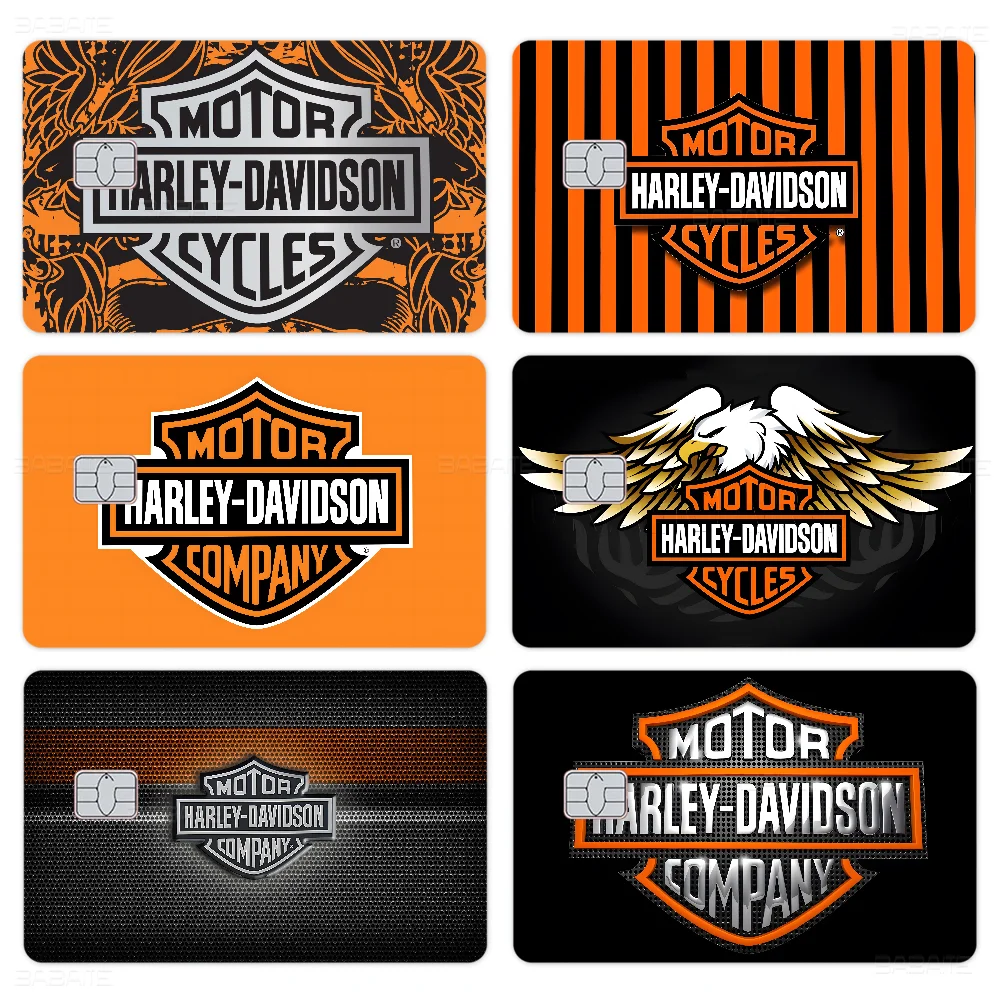 H-Harley Davidson Anime Cartoon Bear Skin Sticker Film Tape Case لبطاقة الخصم الائتمانية الكبيرة الجانب الأمامي