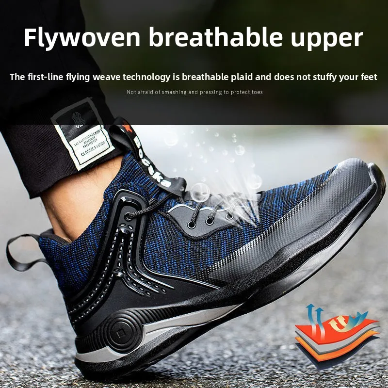 Sapatos de segurança masculinos sola sapatos de trabalho homem leve à prova dwaterproof água tênis de dedo do pé de aço com proteção anti esmagamento anti facadas