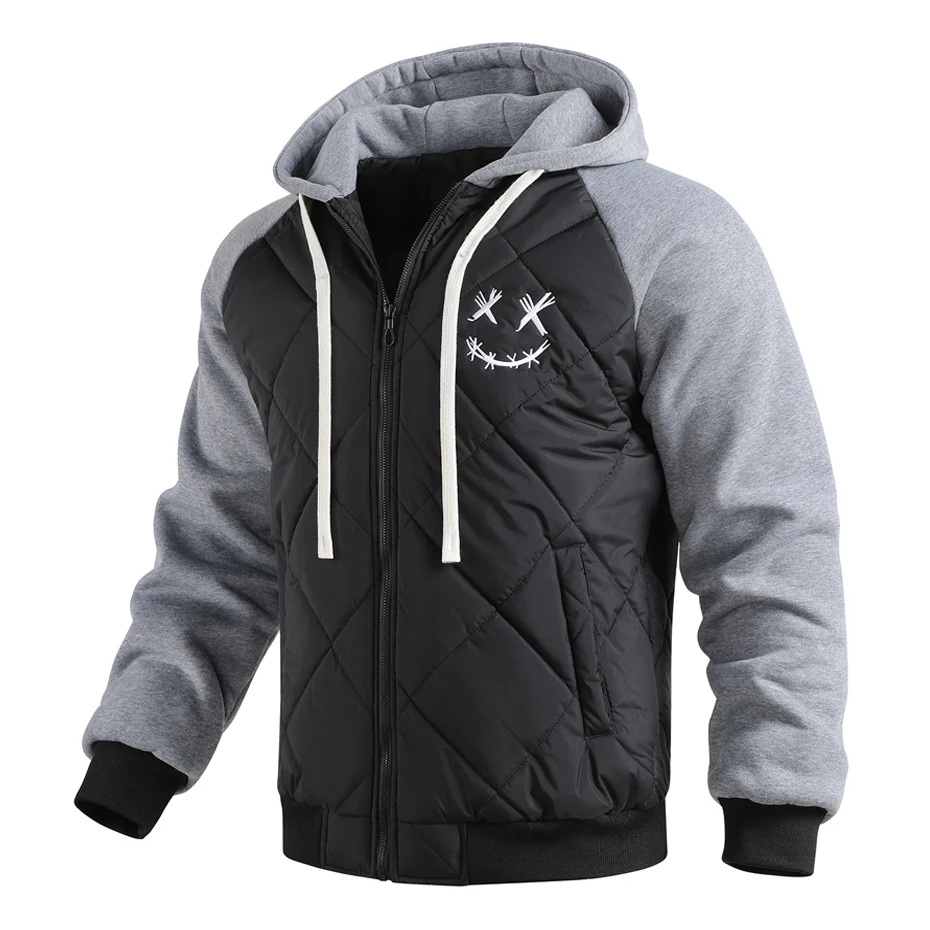 Autumn Winter Thick Jacket Men Patchwork Jacket Coat Fashion Casual Embroidery Jackets Coats Male