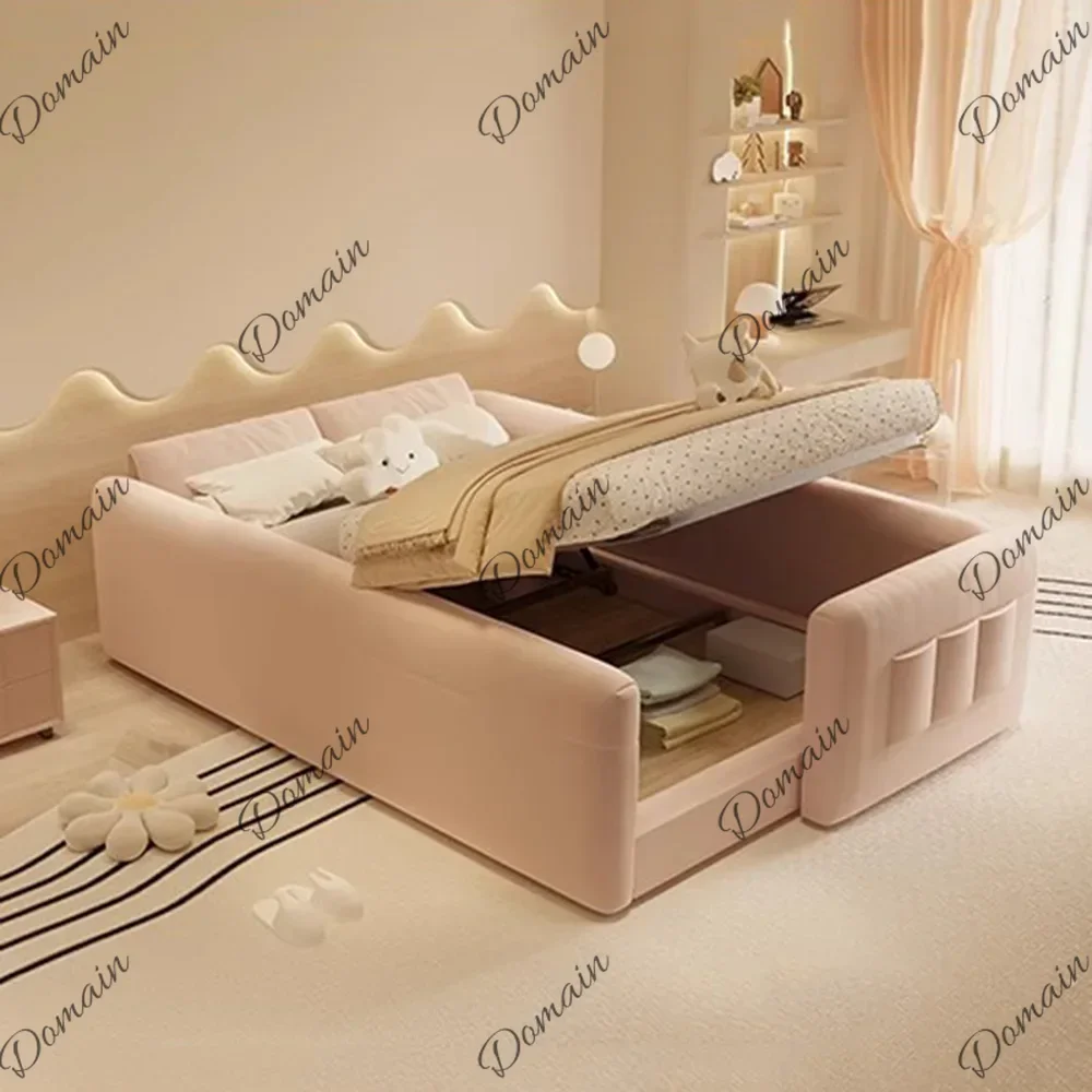 Aa  Parent Child Cow Bed Headboard Design Bed Cream Guardrail Splicing Bed High Guard Board Camas De Dormitorio Bedroom Accessor